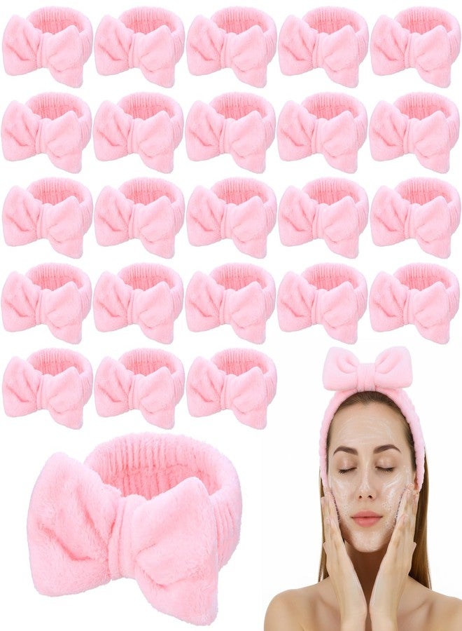 Kifmurase 25Pcs Spa Headbands, Makeup Headbands, Bow Tie Hair Band, Pink Skincare Headband for Washing Face, Cosmetic Facial Sports Yoga Elastic Headband - Image 1